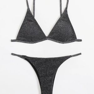 NWOT shein medium black sparkly bikini